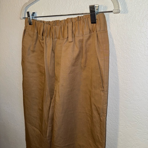 Nico Nicholson & Nicholson Robin Twill Tan Cropped Pants Linen Cotton Size 40 - Picture 5 of 10